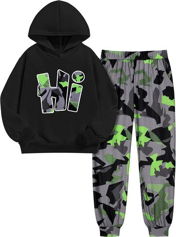Boys Clothes Camo Boys Outfits Letter Printing Pullover Hoodie and Pants 2Pcs Winter Kids Clothes Boys for 7-14 Years in Saudi Arabia