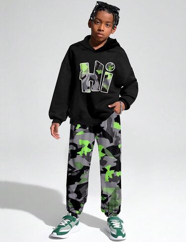 Boys Clothes Camo Boys Outfits Letter Printing Pullover Hoodie and Pants 2Pcs Winter Kids Clothes Boys for 7-14 Years in Saudi Arabia