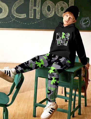 Boys Clothes Camo Boys Outfits Letter Printing Pullover Hoodie and Pants 2Pcs Winter Kids Clothes Boys for 7-14 Years in Saudi Arabia