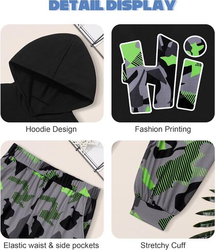 Boys Clothes Camo Boys Outfits Letter Printing Pullover Hoodie and Pants 2Pcs Winter Kids Clothes Boys for 7-14 Years in Saudi Arabia