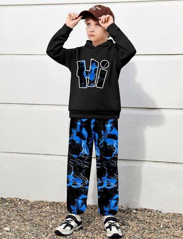 Boys Clothes Camo Boys Outfits Letter Printing Pullover Hoodie and Pants 2Pcs Winter Kids Clothes Boys for 7-14 Years in Saudi Arabia
