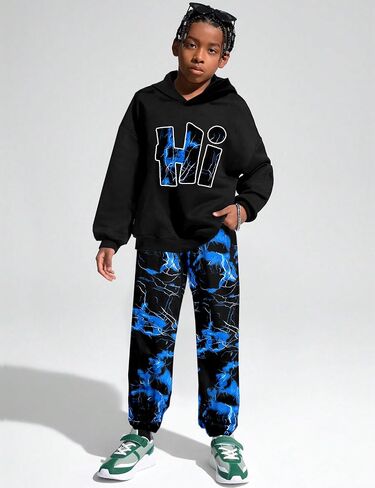Boys Clothes Camo Boys Outfits Letter Printing Pullover Hoodie and Pants 2Pcs Winter Kids Clothes Boys for 7-14 Years in Saudi Arabia