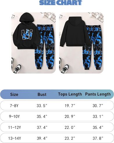 Boys Clothes Camo Boys Outfits Letter Printing Pullover Hoodie and Pants 2Pcs Winter Kids Clothes Boys for 7-14 Years in Saudi Arabia