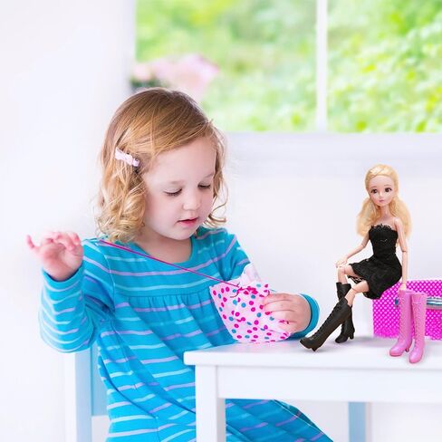 2 Pairs Doll Boots Shoes Wear Clothes Outfit Handmade Costumes Replacement for 1/6 Doll Fashionable Cowboy Wearing Fashion (Pink, Black) in Saudi Arabia