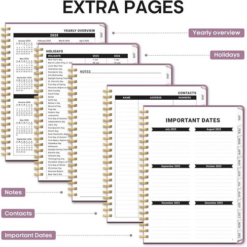2025 Planner, Weekly and Monthly Planner Spiral Bound, Jan 2025 - Dec 2025, Hardcover 2025 Calendar Planner Book with Tabs, Inner Pocket, Perfect for Office Home School Supplies - A5 (6.3" x 8.5"), Purple in Saudi Arabia