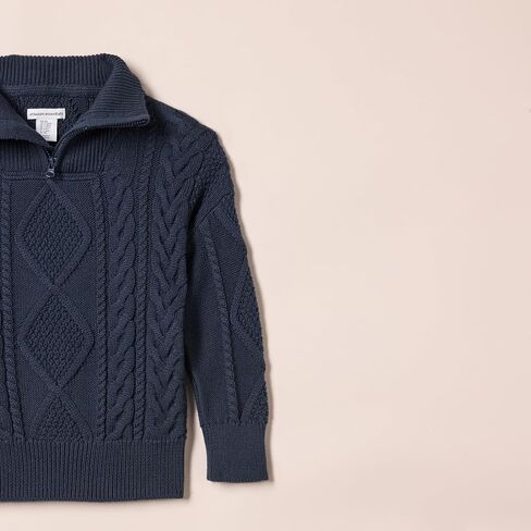 Amazon Essentials Boys and Toddlers' Quarter-Zip Cable-Knit Relaxed-Fit Sweater in Saudi Arabia