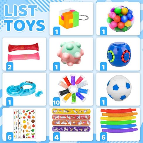 (100 Pcs) Fidget Toys Pack, Party Favors Stress Relief & Anxiety Relief Sensory Toy， Classroom Prizes Pinata Filler Treasure Box，Stocking Stuffers Gifts for Kids Boys Girls Teens in Saudi Arabia