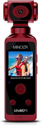 Minolta MN4KP1 4K Ultra HD Wi-Fi Enabled Pocket Camcorder, Red in Saudi Arabia