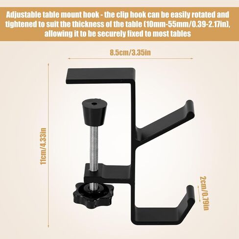 2pcs Desk Handbag Hanger, Metal Mount Purse Holder Hook Adjustable Desk Bag Clamp Branch Shaped Desk Mount Backpack Hook, Keeping Tidy and Clean (Grey) in Saudi Arabia