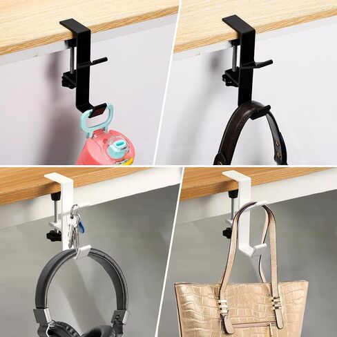2pcs Desk Handbag Hanger, Metal Mount Purse Holder Hook Adjustable Desk Bag Clamp Branch Shaped Desk Mount Backpack Hook, Keeping Tidy and Clean (Grey) in Saudi Arabia