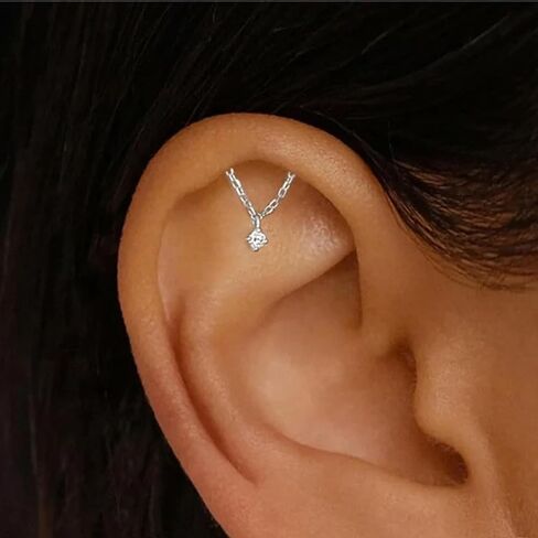 Hidden Helix Earring Dangle Threadless Flat Back Earrings for Women Helix Piercing Jewelry Hypoallergenic Cartilage Earring for Multiple Piercing Small Flatback Stud Earrings in Saudi Arabia