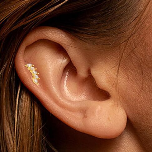Hidden Helix Earring Dangle Threadless Flat Back Earrings for Women Helix Piercing Jewelry Hypoallergenic Cartilage Earring for Multiple Piercing Small Flatback Stud Earrings in Saudi Arabia