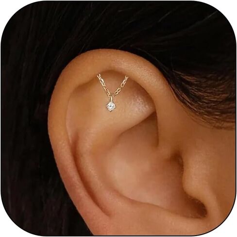 Hidden Helix Earring Dangle Threadless Flat Back Earrings for Women Helix Piercing Jewelry Hypoallergenic Cartilage Earring for Multiple Piercing Small Flatback Stud Earrings in Kuwait