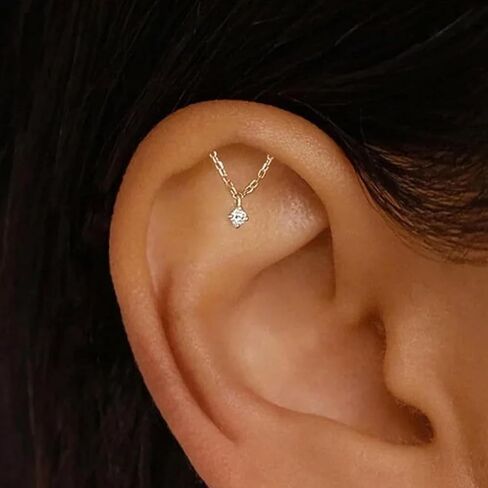 Hidden Helix Earring Dangle Threadless Flat Back Earrings for Women Helix Piercing Jewelry Hypoallergenic Cartilage Earring for Multiple Piercing Small Flatback Stud Earrings in Kuwait