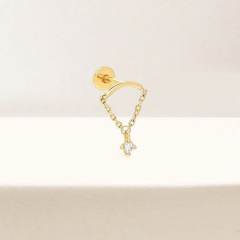 Hidden Helix Earring Dangle Threadless Flat Back Earrings for Women Helix Piercing Jewelry Hypoallergenic Cartilage Earring for Multiple Piercing Small Flatback Stud Earrings in Kuwait