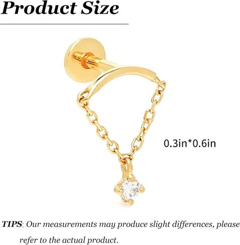 Hidden Helix Earring Dangle Threadless Flat Back Earrings for Women Helix Piercing Jewelry Hypoallergenic Cartilage Earring for Multiple Piercing Small Flatback Stud Earrings in Kuwait