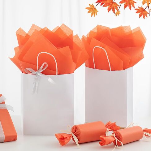 Simetufy Orange Tissue Paper for Gift Bags, 125 Sheets 14 x 20 Inches Orange Wrapping Paper for Packaging, Tissue Paper Bulk for Fall, Halloween, Thanksgiving, Birthday, Holiday Decor and DIY Crafts in Saudi Arabia