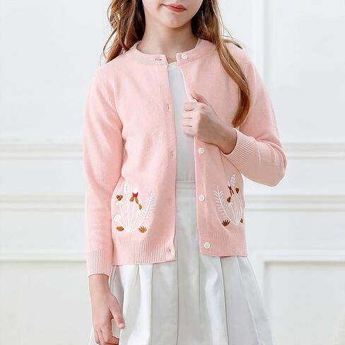 Girls' Cardigan Toddler Long Sleeve Sweater School Uniforms Sweater Button Up Knit Jacket Outwear in Saudi Arabia