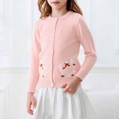 Girls' Cardigan Toddler Long Sleeve Sweater School Uniforms Sweater Button Up Knit Jacket Outwear in Saudi Arabia