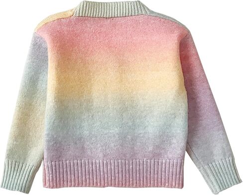 Toddler Girls Cardigan Sweater Button Knit Sweater Kids Rainbow Colors Coat Size 2-7T in Kuwait