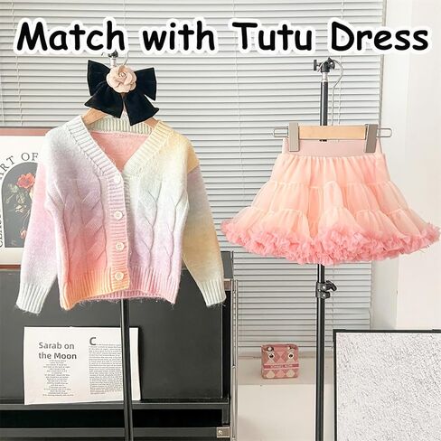 Toddler Girls Cardigan Sweater Button Knit Sweater Kids Rainbow Colors Coat Size 2-7T in Kuwait