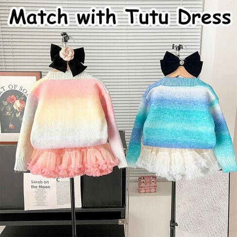 Toddler Girls Cardigan Sweater Button Knit Sweater Kids Rainbow Colors Coat Size 2-7T in Kuwait