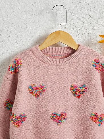 SHENHE Girl's Casual Cute Crewneck Long Sleeve Pullover Sweater Jumper Tops in Saudi Arabia