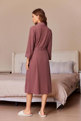 رداء Ekouaer للنساء رداء حمام طويل منسوج من نسيج الوافل خفيف الوزن رداء كيمونو ناعم وياقة شال وأردية سبا مع جيوب S-XXL in Saudi Arabia