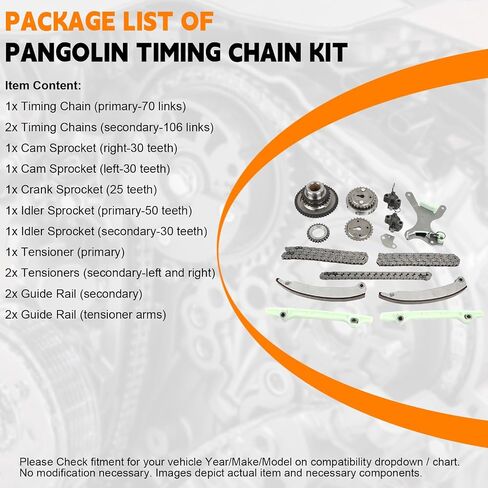 مجموعة سلسلة التوقيت PANGOLIN TKMI047L لـ 2003-2008 دودج رام 1500 TK1101، لمحرك دورانجو داكوتا جيب 4.7L 16 صمام NGC؛ استبدال OE 53020680، 53020778، 53020781 in Saudi Arabia