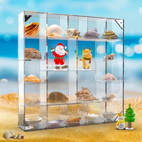 Seashell Display Box Large (20 Grids), Acrylic Magnetic Display Box, Clear Shell Case for Collectibles, Rock Collection Box, Figure Display Case, Wall and Desktop, Gifts for Friends and Family in Saudi Arabia