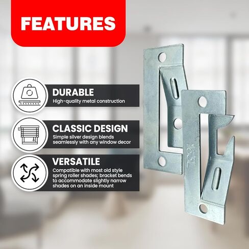 أجهزة ستائر مذهلة داخل دعامات تثبيت قابلة للتعديل للظلال ذات النمط الكلاسيكي - ملاءمة آمنة للبكرات المعدنية - 4 أزواج مع براغي in Kuwait