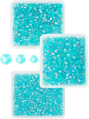 Aquamarine AB Resin Rhinestones for Crafting 3mm 4mm 5mm Lake Blue AB Flatback Jelly Rhinestones Bulk SS10 SS16 SS20 Non-Hotfix Water Blue Stones Diamonds for Nails Face Makeup Tumblers Crafts in Kuwait