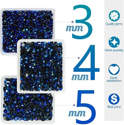 Aquamarine AB Resin Rhinestones for Crafting 3mm 4mm 5mm Lake Blue AB Flatback Jelly Rhinestones Bulk SS10 SS16 SS20 Non-Hotfix Water Blue Stones Diamonds for Nails Face Makeup Tumblers Crafts in Kuwait