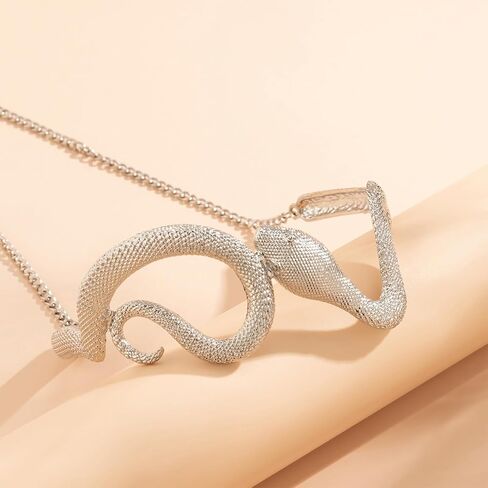 Dcfywl731 Snake Jewelry Set for Women Glexible Snake Bracelet Snake Dangle Drop Earrings Punk Snake Pendent Necklace Adjustable Open Snake Ring Halloween Cosplay Medusa Costume Accessories in Kuwait
