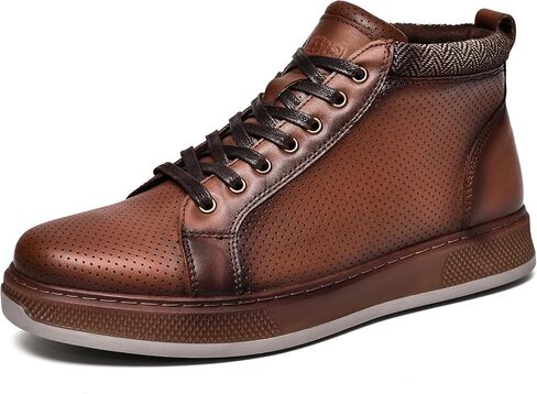 Men's Casual Leather Sneaker Boots - Mid-Top Fashion Dressy Oxford Sneaker Ankle Boot Daily Walking Shoes for Men in Kuwait