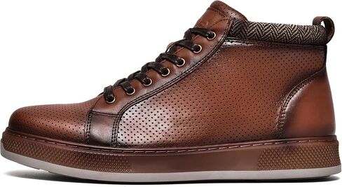 Men's Casual Leather Sneaker Boots - Mid-Top Fashion Dressy Oxford Sneaker Ankle Boot Daily Walking Shoes for Men in Kuwait