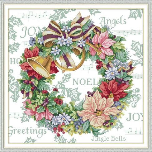 Stitchmelody 14CT Counted Cross Stitch Kits for Adults,DMC Threads Unprinted Pattern Embroidery Kit Needlework-Flower Cabin 17.3''×13'' in Saudi Arabia