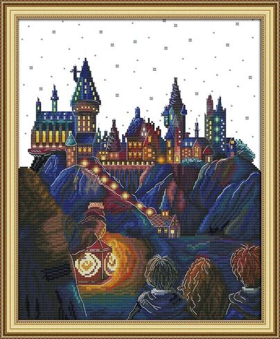 Stitchmelody 14CT Counted Cross Stitch Kits for Adults,DMC Threads Unprinted Pattern Embroidery Kit Needlework-Flower Cabin 17.3''×13'' in Saudi Arabia