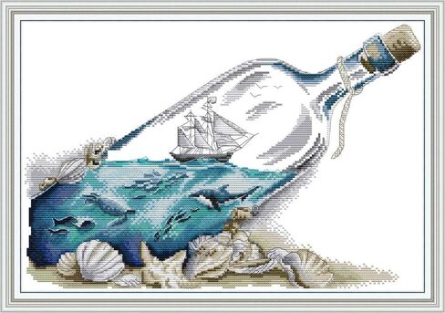 Stitchmelody 14CT Counted Cross Stitch Kits for Adults,DMC Threads Unprinted Pattern Embroidery Kit Needlework-Flower Cabin 17.3''×13'' in Saudi Arabia
