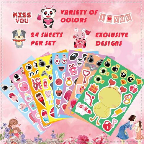 24 PCS Halloween Make-a-face Stickers Halloween Characters Stickers for Kids Make Your Own Halloween Stickers Halloween Crafts Halloween Party Favors Stickers Trick or Treat Party Game Activities in Kuwait