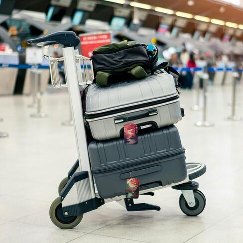 2 حزمة من علامات الأمتعة لحقيبة السفر، علامات حقيبة جلدية لغروب الشمس لجبال شجرة ساكورا اليابانية مع ملصق معرف اسم الخصوصية وحلقة من الفولاذ المقاوم للصدأ لحقيبة السفر in Kuwait