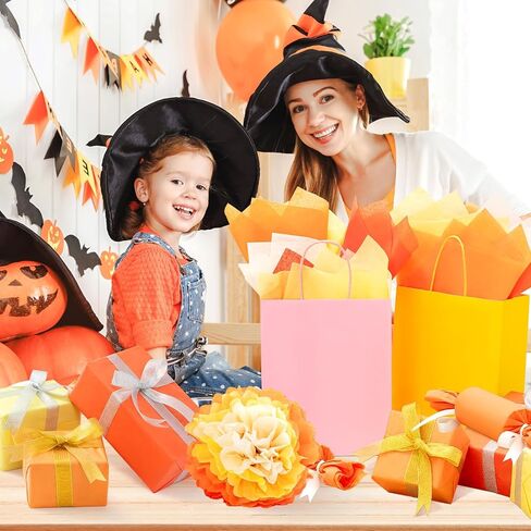 Simetufy ورق مناديل برتقالي لحقائب الهدايا، 120 ورقة مقاس 14 × 20 بوصة ورق تغليف أصفر للتغليف، مجموعة مناديل ورقية للخريف، والهالوين، وعيد الشكر، وأعياد الميلاد، وديكور العطلات والحرف اليدوية in Kuwait