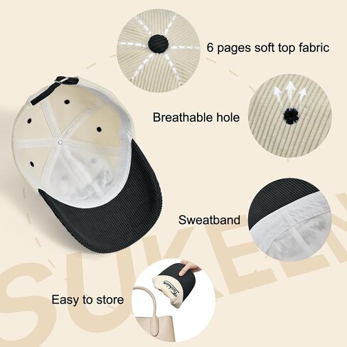 Sukeen Winter Baseball Caps with Adjustable Two-Tone Corduroy Hat for Women Men Fashion Warm Hat for Everyday Outdoor in Saudi Arabia