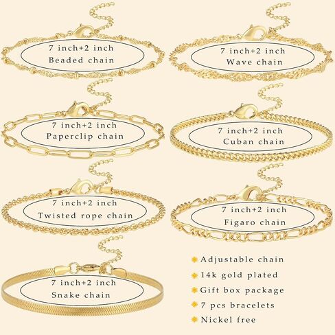 Reoxvo Bracelets Stack Silver Plated Chain Bracelet Set for Women Gold Hand Chain Rings Bracelets Jewelry for Women Trendy in Kuwait