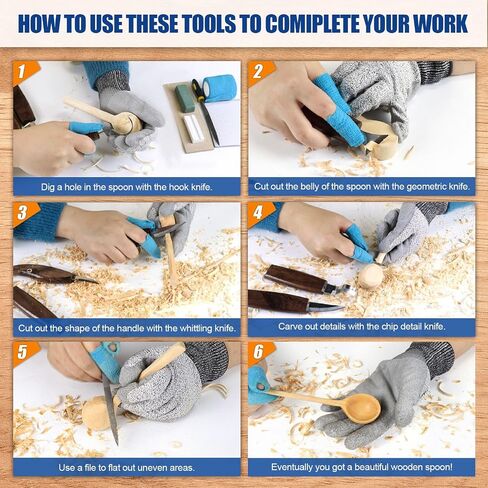 Wood Carving Kit, Whittling Kit for Beginners 21PCS Wood Carving Tools with Cut Resistant Gloves, Wood Spoon Carving Set, Ideal Gift for Kids Adults in Saudi Arabia
