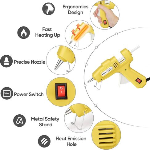 مسدس غراء ساخن صغير بقوة 20 وات من روميش مع مجموعة 30 عصا غراء، مجموعة مسدس غراء ساخن سريع التسخين للخدمة الشاقة للحرف اليدوية والإصلاحات (رمادي) in Kuwait
