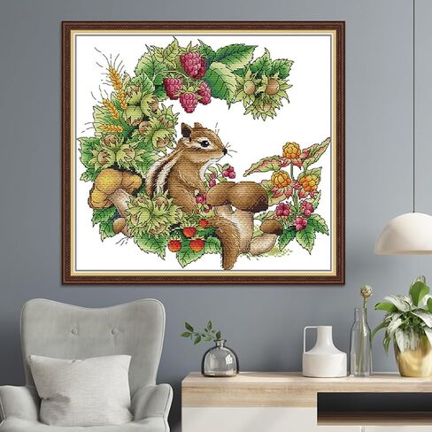 Rosyfoxes Cross Stitch Kits Stamped Full Range of Embroidery Starter Kits for Adult DIY- Printed Kits Birds' Love nest 2(Printed) 11CT 3 Strands 21.3x15.4 inches in Saudi Arabia