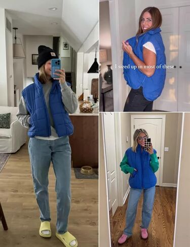 Xiaoxuemeng Puffer Vest Women Lightweight Zip Up Quilted Vest Padded Gilet Sleeveless Jacket with Pockets in Saudi Arabia