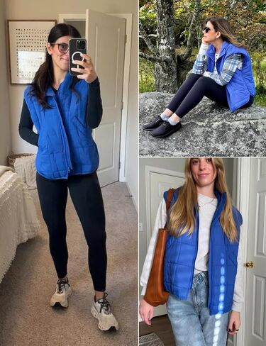 Xiaoxuemeng Puffer Vest Women Lightweight Zip Up Quilted Vest Padded Gilet Sleeveless Jacket with Pockets in Saudi Arabia