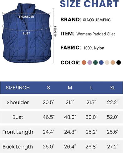 Xiaoxuemeng Puffer Vest Women Lightweight Zip Up Quilted Vest Padded Gilet Sleeveless Jacket with Pockets in Saudi Arabia